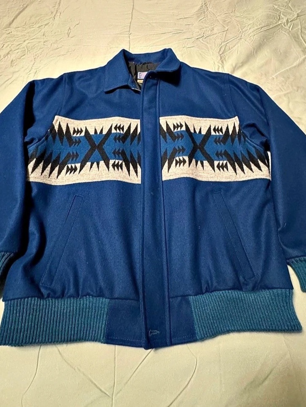 Pendleton High Grade Western Wear Blue Wool Bomber Jacket XL NWOT
